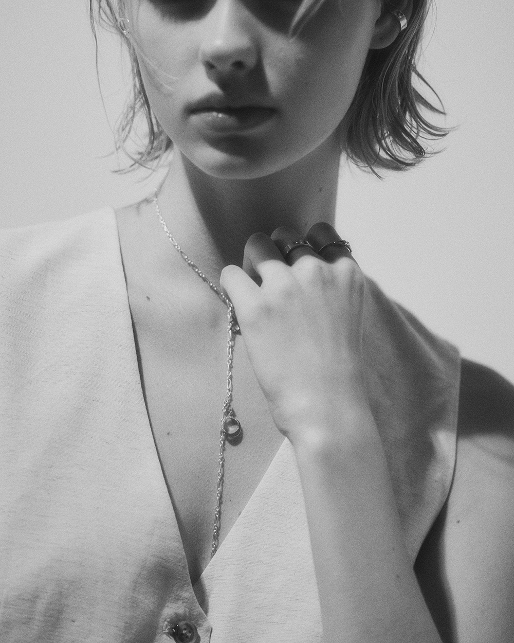 Twin hearts cuff silver｜PIERCED EARRING｜QUESERA OFFICIAL