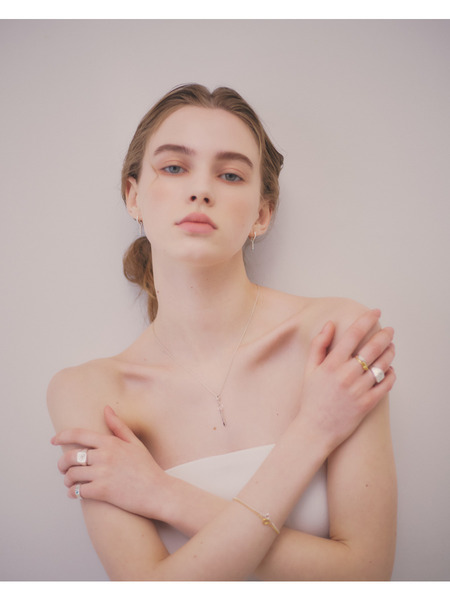 Line stone pierced earrings 詳細画像 Silver 5