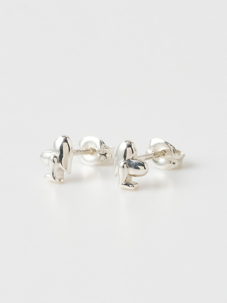 Twin hearts pierced earrings 詳細画像 Silver 1